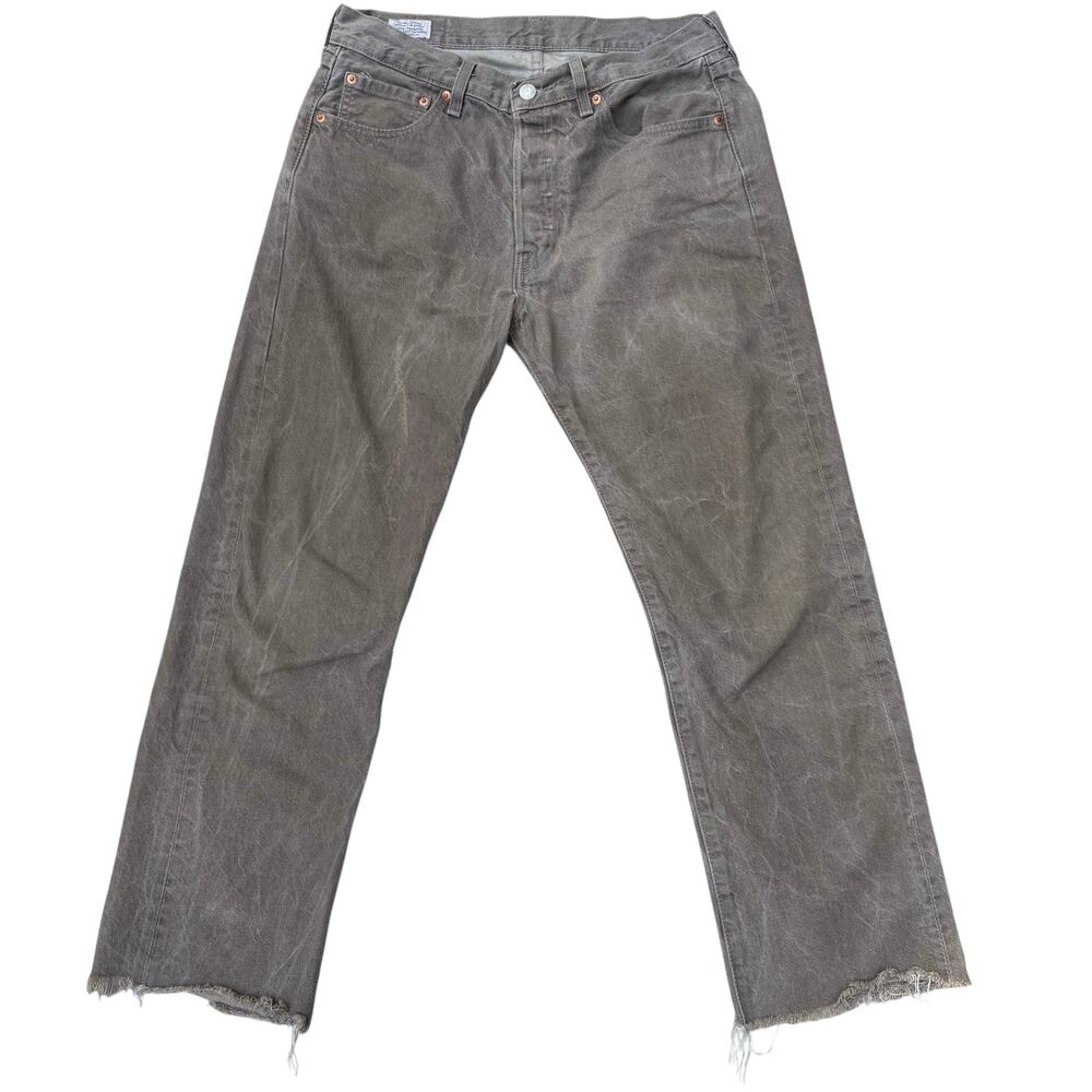 Levi’s Fresh Premium 501 Jeans 32x32 (30x27”) Brown Distressed Workwear Lemon - Picture 3 of 16